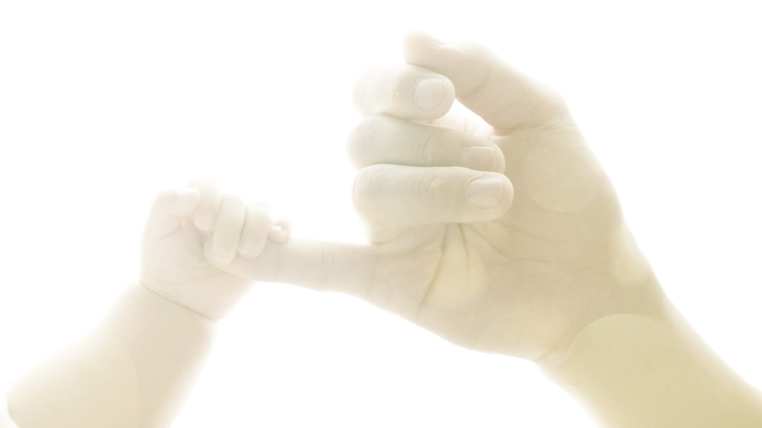大人の手と赤ちゃんの手が繋がっている様子